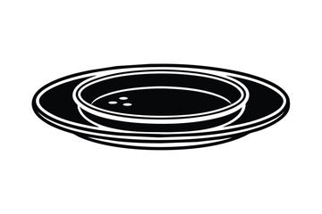 Simple Black and White Illustration of a Dinner Plate