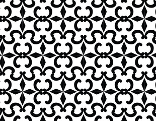 Black and White Moroccan Scroll and Diamond Pattern