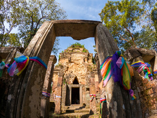 Prasat Don Tual is a small ancient Khmer castle located on a high cliff on the Phanom Dong Rak mountain range near the Thai-Cambodian border. It is located in Sisaket Province, Thailand.