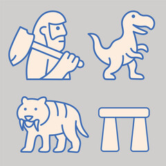 Simple Minimalist Prehistoric Caveman Icon Illustrations