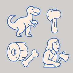Simple Minimalist Prehistoric Caveman Icon Illustrations