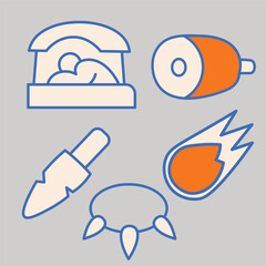 Simple Minimalist Prehistoric Caveman Icon Illustrations