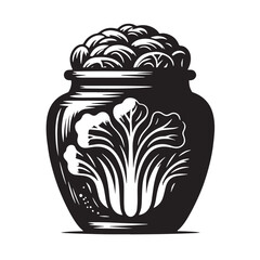 Black Kimchi Silhouette Vector, High Quality Illustration on White Background