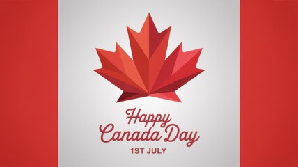 Red Geometric Maple Leaf Canada Day Graphic July 1st