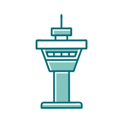 Minimal line icon of a control tower with radar  