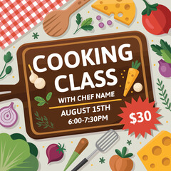Cooking class flyer poster template design art