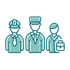 Airport workers in uniform, including pilot, officer, and assistant  