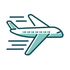 Airplane taking off with motion lines in minimalist design