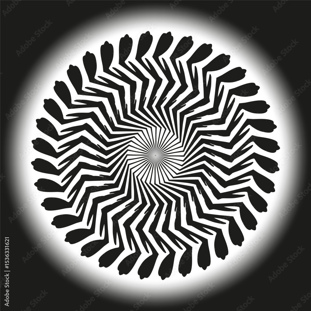 Poster gradient spiral shape. center light focus. smooth optical swirl. vector abstract element.