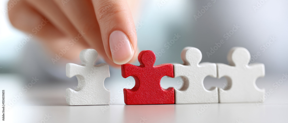 Poster puzzle piece placement action creative workspace photography indoor setting close-up view problem-so