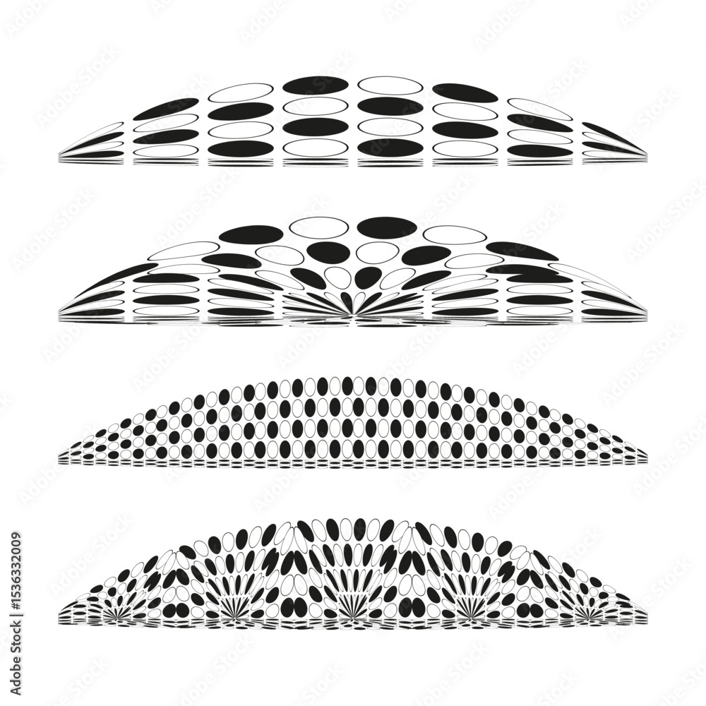 Poster fish scale pattern. overlapping arc design. vector organic texture. monochrome wave elements.