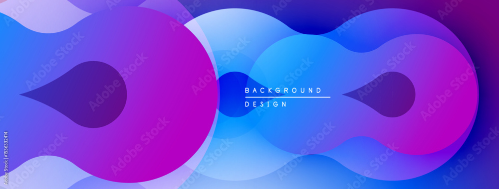 Aufkleber abstract fluid shapes, vibrant purple, blue gradients. modern design, smooth curves create dynamic c