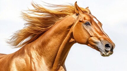 Fototapeta premium Golden horse in motion, mane flowing