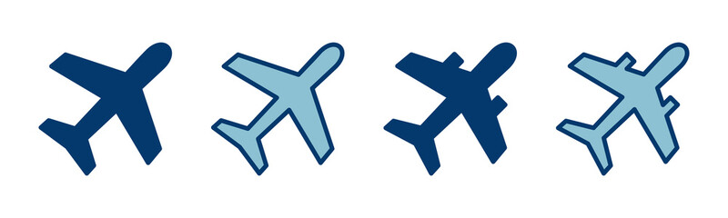 Obraz premium Plane icon vector isolated on white background. Aeroplane vector icon. Flight transport symbol. Travel element illustration. Holiday symbol. Airplane