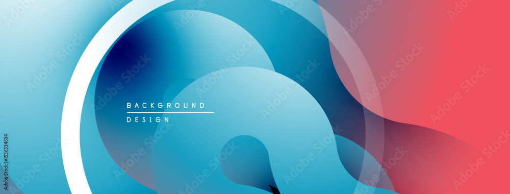 Poster Abstract fluid shapes, blue to red gradient. Modern design, overlapping layers create dynamic visual effect. Minimalist background texture.