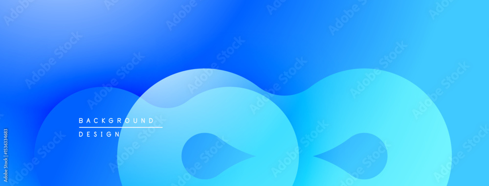 Poster Abstract blue background. Smooth shapes overlap creating fluid design. Gradient effect provides depth, modern aesthetic.