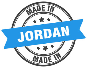 Made in Jordan round sign. Made in Jordan stamp.