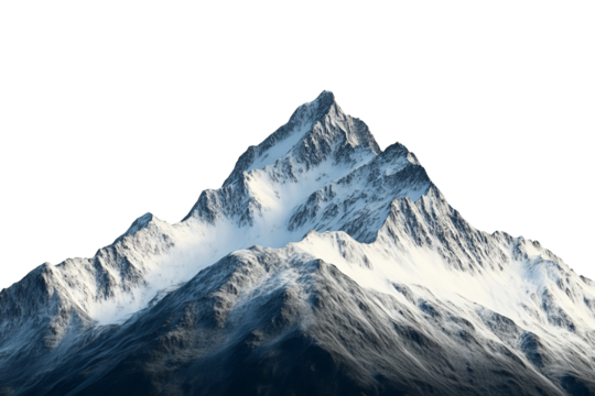 High-resolution isolated mountain peak PNG on transparent background — ideal cutout for landscape composites, travel brochures, outdoor adventure graphics, and eco-tourism branding