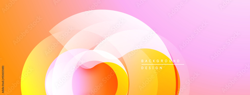 Poster Abstract design features overlapping circles. Warm colors blend, creating soft gradients. Minimalist aesthetic, modern presentation.