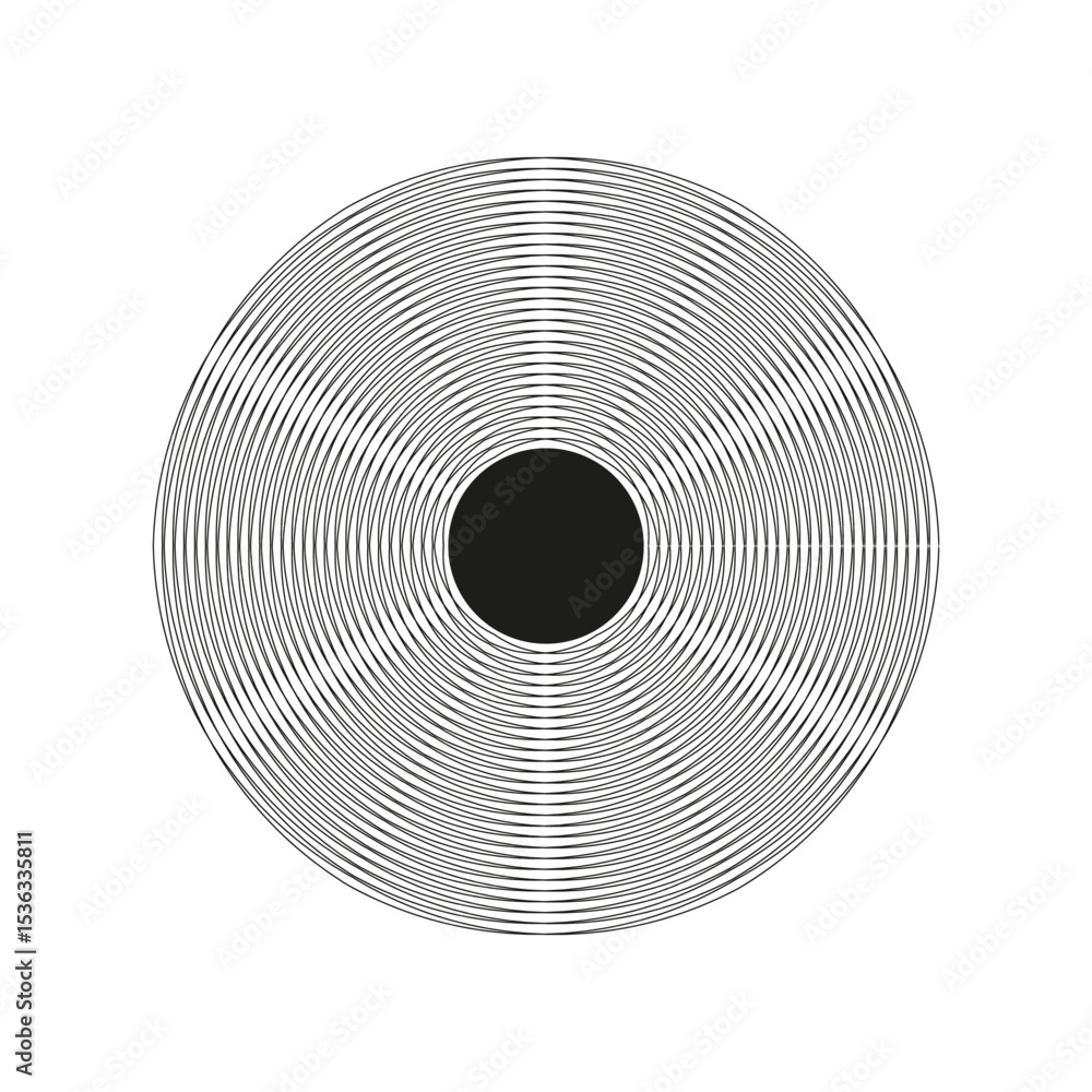 Poster wavy circle shape. fine line texture. optical illusion figure. vector abstract form.