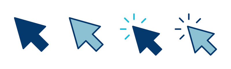 Click icon vector isolated on white background. Cursor icon. Computer mouse click cursor black arrow icons. pointer arrow