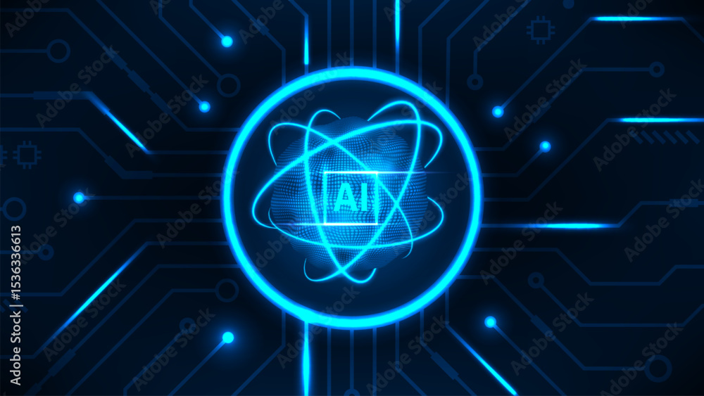 Poster artificial intelligence abstract technology innovation conncept system line circuit board with dark 
