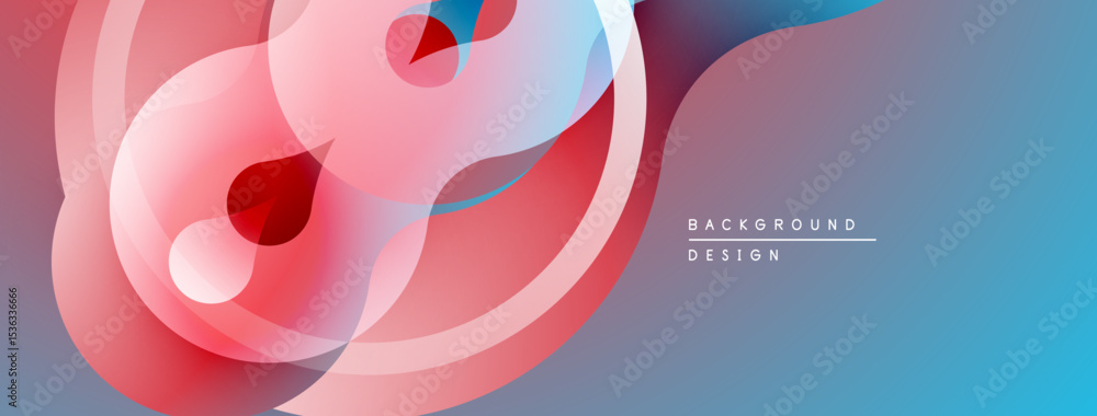 Poster abstract shapes, pinks, blues blend. modern design, smooth gradients create dynamic visual impact. m