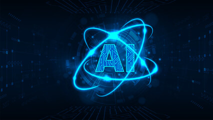 Artificial intelligence abstract digital tech circuit  innovation conncept. Futuristic blue background