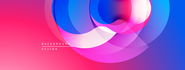 Abstract vibrant circles overlap, creating dynamic colorful gradient background. Modern design elements suggest fluidity, energy.