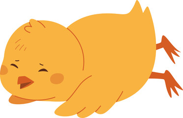 Cute Cartoon Chick Lying Down

