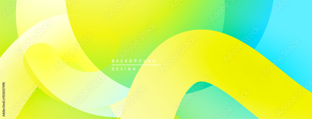 Poster Abstract vibrant background. Smooth flowing shapes, yellow, green, turquoise hues create dynamic composition. Modern design element.