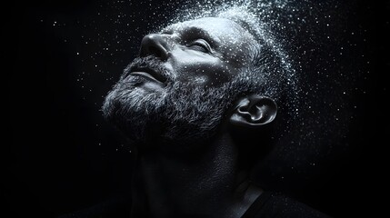 Man in the Dark with Sparkling Dust - Dramatic Portrait