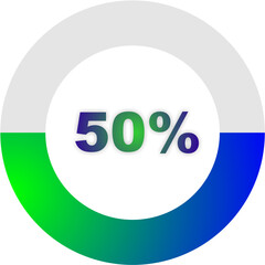 Fifty Percent Circle Progress Indicator Green and Blue Gradient Design