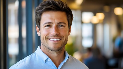 Fototapeta premium Friendly Young Businessman Smiling in Contemporary
