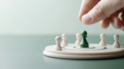 Unique Green Chess Pawn: Business Leadership and Individuality Concept leadership unique green chess