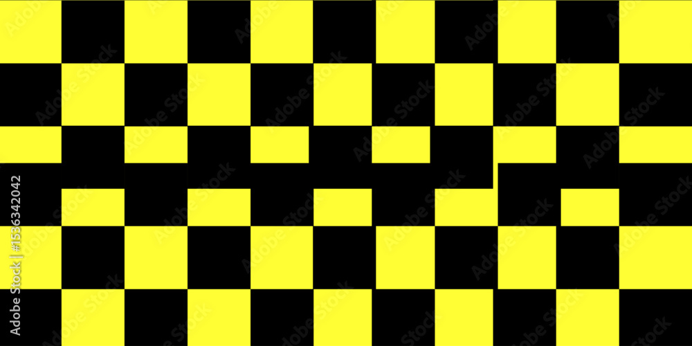 Poster checkered pattern tile background. black and yellow.vector
