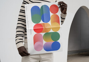 Mockup Of Man And Customizable Poster