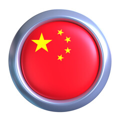 3D China Flag with circle metallic frame, showcasing national emblem detail in a polished, modern design. Perfect for apps, UI, or educational use