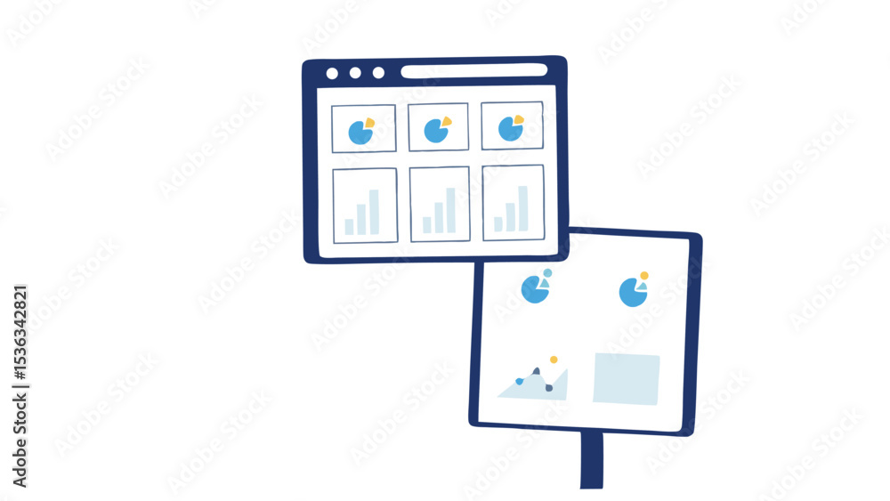 Aufkleber charting growth a dashboard showing financial performance with pie charts and bar graphs in a clean