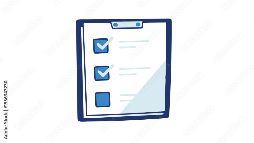 Poster completing tasks with a checklist ticking off goals marking progress on a simple blue lined