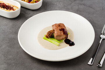 Tender beef medallion served with morel mushrooms and creamy sauce