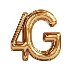Golden Internet 4G signal icon isolated on a white background
