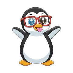 3d penguin in glasses
