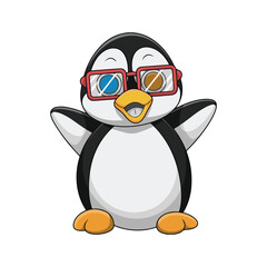 3d penguin in glasses