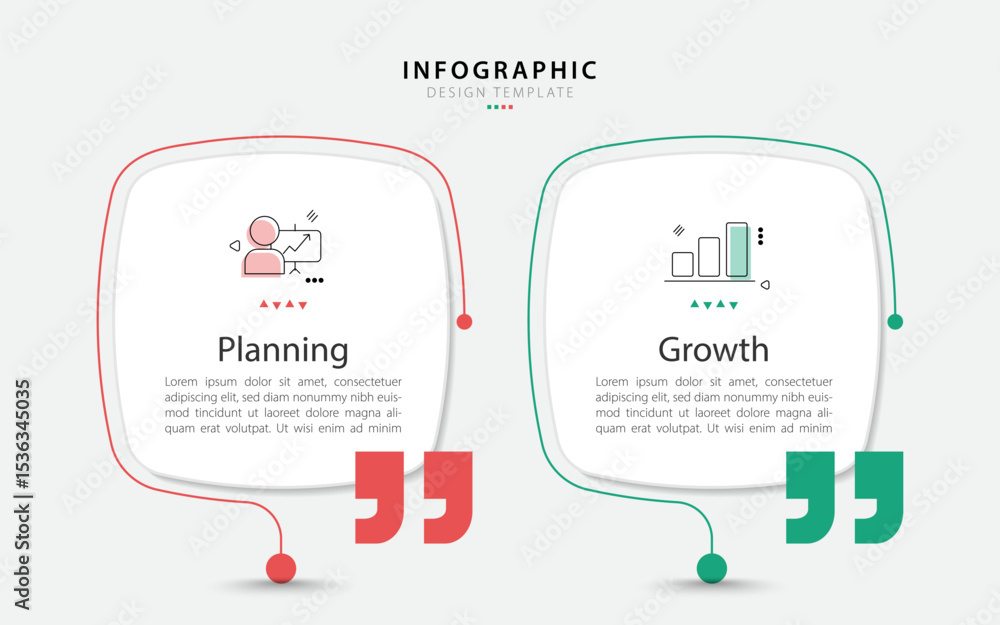 Poster vector infographic template design. 2 step timeline journey. process diagram, 2 options on white bac