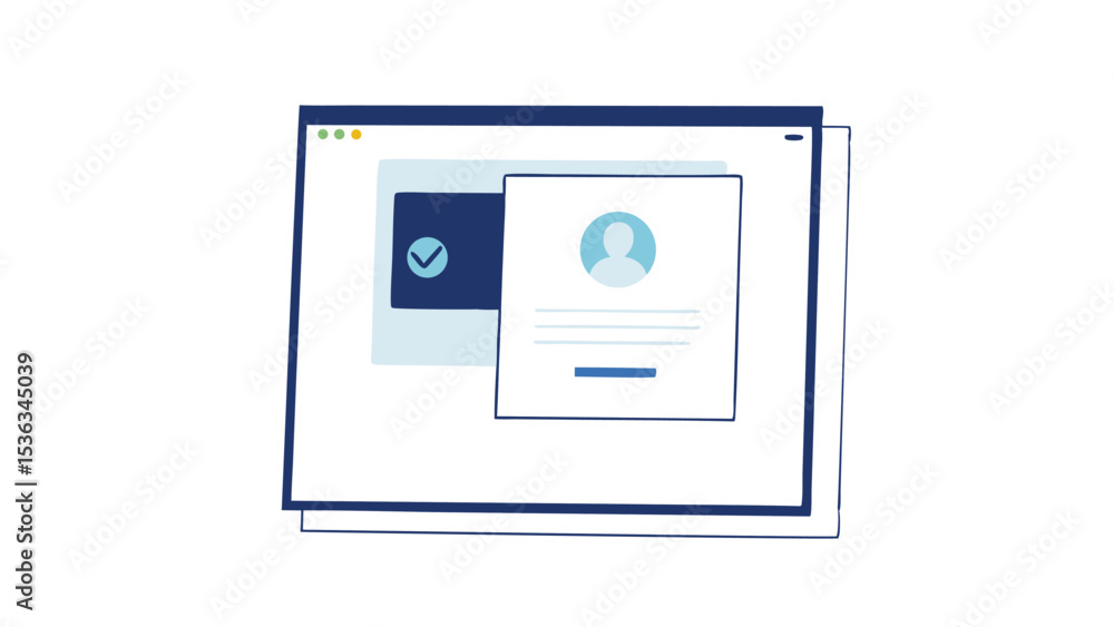 Poster streamlining your digital presence completing profile registration on a browser interface in blue