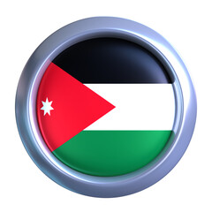 3D Jordan Flag with circle metallic frame, showcasing national emblem detail in a polished, modern design. Perfect for apps, UI, or educational use