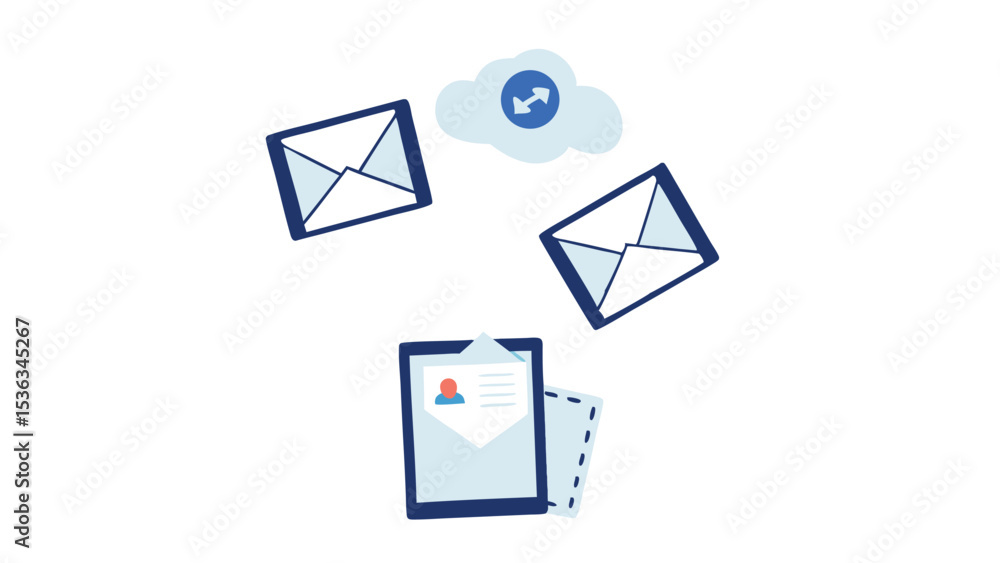 Poster sharing important messages cloud sync email design keeping communication flowing for business with