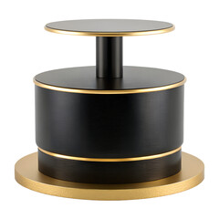 Black Gold Two Tier Round Side Table isolated on a transparent background image