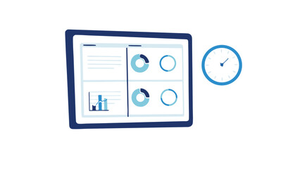 Fototapeta premium Monitoring business performance a dashboard displays key metrics progress and time with cool blue
